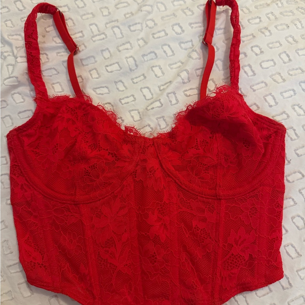 Red lace corset